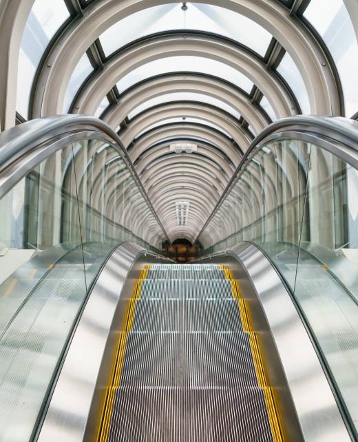 Escalator in modern building